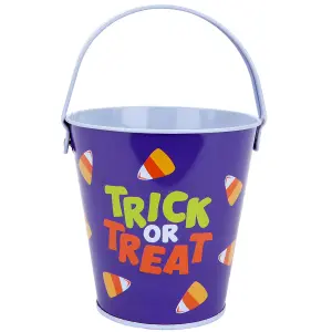 Halloween Sweets Bucket Tin Trick or Treat Candy Bucket, Trick or Treat Design