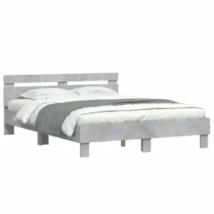 Berkfield Bed Frame with LED without Mattress Concrete Grey 140x190 cm