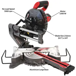 Excel 8.5" 216mm Mitre Saw Large Base 1500W/240V with Laser & Leg Stand