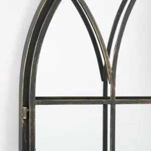 MirrorOutlet Summer View Metal Arch shaped Opening WIndow Garden Mirror 140cm X 75cm