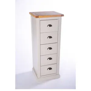 Loreo 5 Drawer Narrow Chest of Drawers Chrome Cup Handle