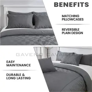 GC GAVENO CAVAILIA Geometric Stripe Pattern Microfiber Super king Duvet Set, Plain Reversible Embossed 3D Bedding Sets, Charcoal