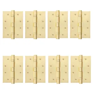 AFIT Satin Brass Door Hinges - 4 Inch / 102mm  Internal Fire Door Hinges - 4 Pairs