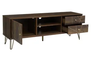 Interiors by Premier Sturdy Design Media Unit, Sturdy Construction Of Wooden Tv Stand With Storage, Versatile Living Room TV Unit