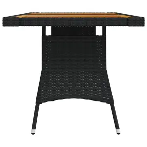 Berkfield Garden Table Black 130x70x72 cm Poly Rattan & Solid Acacia Wood