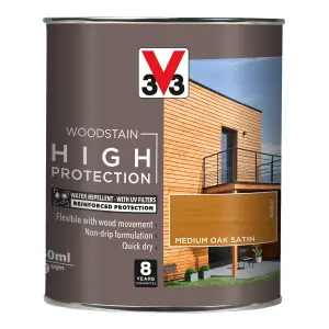 V33 High protection Medium oak Mid sheen Wood stain, 750ml