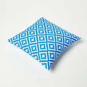 Homescapes Blue Geometric Outdoor Cushion 45 x 45 cm, Set of 2