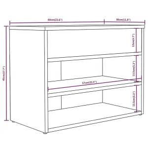 Berkfield Shoe Bench Grey Sonoma 60x30x45 cm Engineered Wood