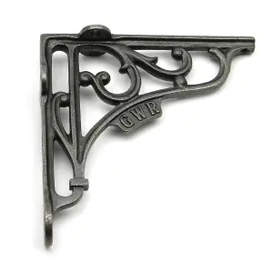 Oakcrafts - Pair of Antique Cast Iron 'GWR' Railway Shelf Brackets - 150mm x 150mm