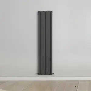 Vertical Anthracite Double Flat Panel Radiator (H) 1800 mm x (W) 408 mm, 5948 BTU.