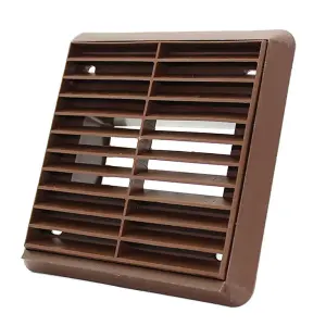 Kair Brown Louvred Wall Vent Grille 155mm External Dimension with 110mm x 54mm Rectangular Rear Spigot