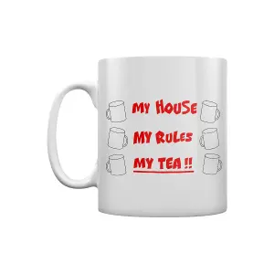 Grindstore My House My Rules My Tea Mug White/Red (One Size)