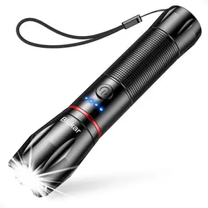 Blukar LED Torch Rechargeable, 2000L Super Bright Flashlight With 5 Modes,Adjustable Focus,Water Resistant,Lightweight Handheld Torch For Camping,