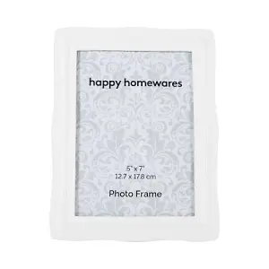 Traditional and Elegant Mat White Resin 5x7 Picture Frame Landscape or Portrait