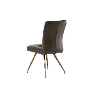 PS Global Set of 2 Havana Dining Chairs with Brushed Brass Legs (Dark Brown)