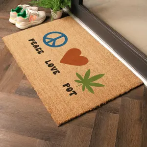 Peace Love Pot Doormat (90 x 60cm)