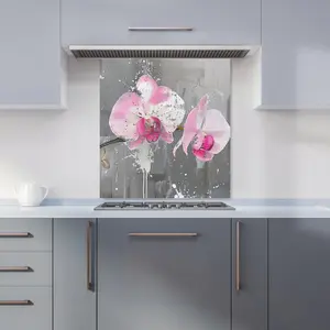 Pink Orchids Splashart Kitchen Splashback