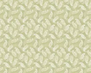 Hoopla Walls Olive Green Feathers Smooth Matt Wallpaper