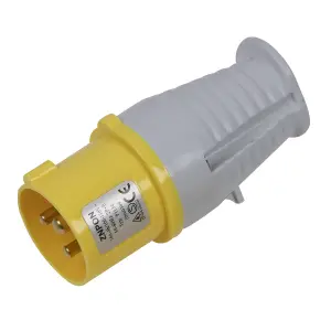 Sealey 110V 16A 2P+E Plug IP44 Rated Conforms To BS EN 60309 Yellow/Grey WP11016