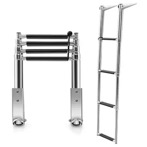 Costway 4-step Telescoping Boat Ladder Folding Dock Ladder Swimming Pool Ladder