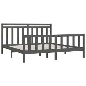 Berkfield Bed Frame Grey Solid Wood Pine 200x200 cm