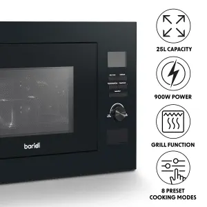 Baridi 25L Integrated Microwave Oven/ Grill, 900W, Touch Controls, Black - DH198