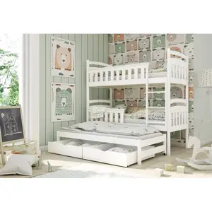 Willems Single (3') 2 Drawer Standard Bunk Bed with Trundle White