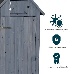 Outdoor Bideford Garden Wooden Storage Cabinet Tool Shed - Grey