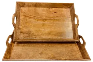 Wooden Serving Trays Set Of 2 (1 big 1 small)