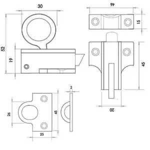 EAI Universal Fanlight Window Catch & Screws - 45mm - Polished Chrome