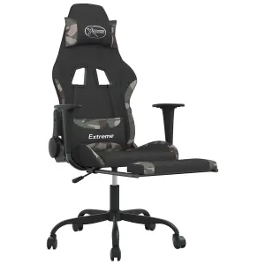 Swivel Gaming Chair with Footrest Black and Camouflage Fabric