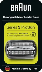 Braun Series 3 Electric Shaver Replacement Head, Easily Attach Your New Shaver Head, Compatible With All Series 3 Proskin Electric Shavers, 32B,