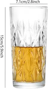 simpa 330ml Old Fashion Style Textured Design Hi-ball Drinking Glasses, Set of 6