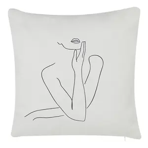 Set of 2 Cushions MEADOWFOAM Cotton 45 x 45 cm Abstract White