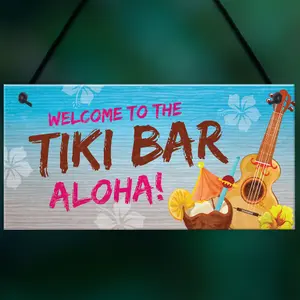 Red Ocean Novelty Tiki Bar Welcome Sign For Home Bar Garden Signs And Plaques Home Decor Gifts