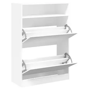 Shoe Cabinet with 2 Flip-Drawers White 80x34x116 cm