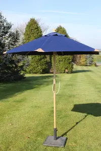 Hardwood Garden Parasol Umbrella - 2M Wide - (Blue)