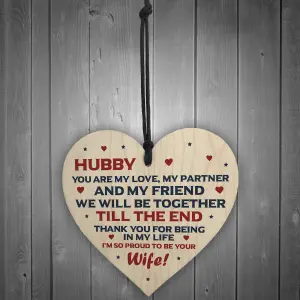 Red Ocean Husband Hubby Gift Novelty Wooden Heart Anniversary Birthday Gift For Him Poem Gift From Wife