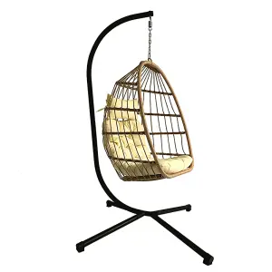 Cream Luxury Hanging Egg Chair with Cushion