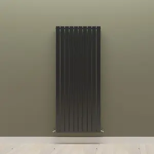 Vertical Black Single Flat Panel Radiator (H) 1600 mm x (W) 680 mm, 5080 BTU.