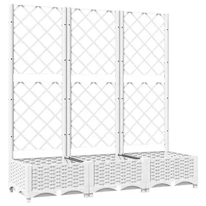 Berkfield Garden Planter with Trellis White 120x40x121.5 cm PP