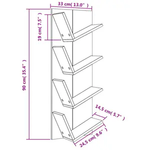 Alpen Home Wall Bookshelf 4-Tier Smoked Oak 33X16x90 Cm Smoked Oak