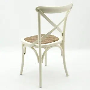 French Cross Back Dining Chair - L46 x W49 x H88 cm - Antique Cream