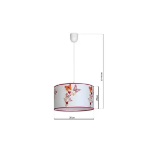 Milagro Butterflies Pendant Lamp 1XE27 Hand Made 30CM Pendant Light Height Adjustable 50-90CM