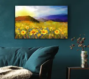 Yellow Mountain Sunrise Canvas Print Wall Art - Medium 20 x 32 Inches