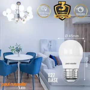 paul russells LED Golf Dimmable Bulb Edison Screw ES E27, 5.5W 470Lumens G45, 40w Equivalent, 6500K Day Light