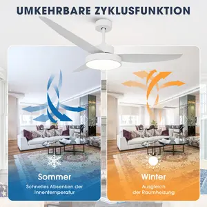 Chermaine 132cm Ceiling Fan with LED Lights White