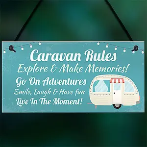 Red Ocean Caravan Rules Sign Hanging Door Plaque Caravan Sign Holiday Gift For Him Her Men Women