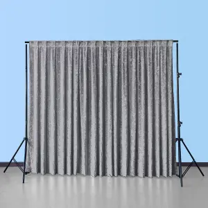 4x1M Crushed Velvet Backdrop, Photography Background Blackout Curtain - Silver