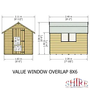 Shire Pressure Treated Overlap 8x6 Single Door Value Shed with Window